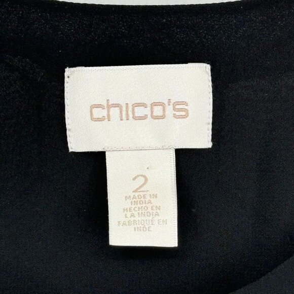 Chicos 2 geometric pattern beaded bomber jacket black size large women's - Picture 5 of 10